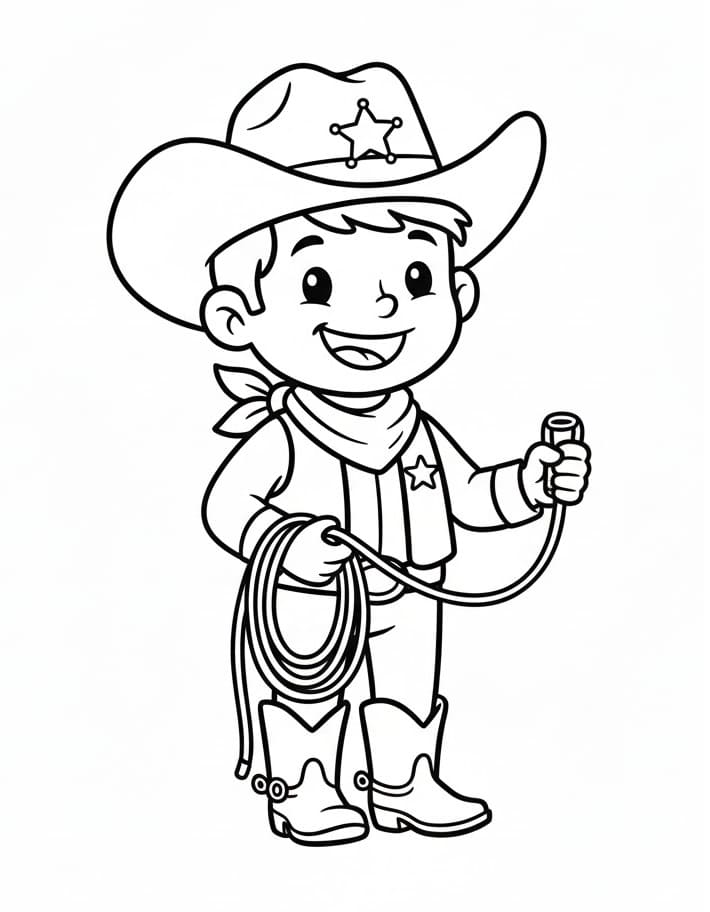 Fise de colorat cu Imagine imprimabilă cu cowboy