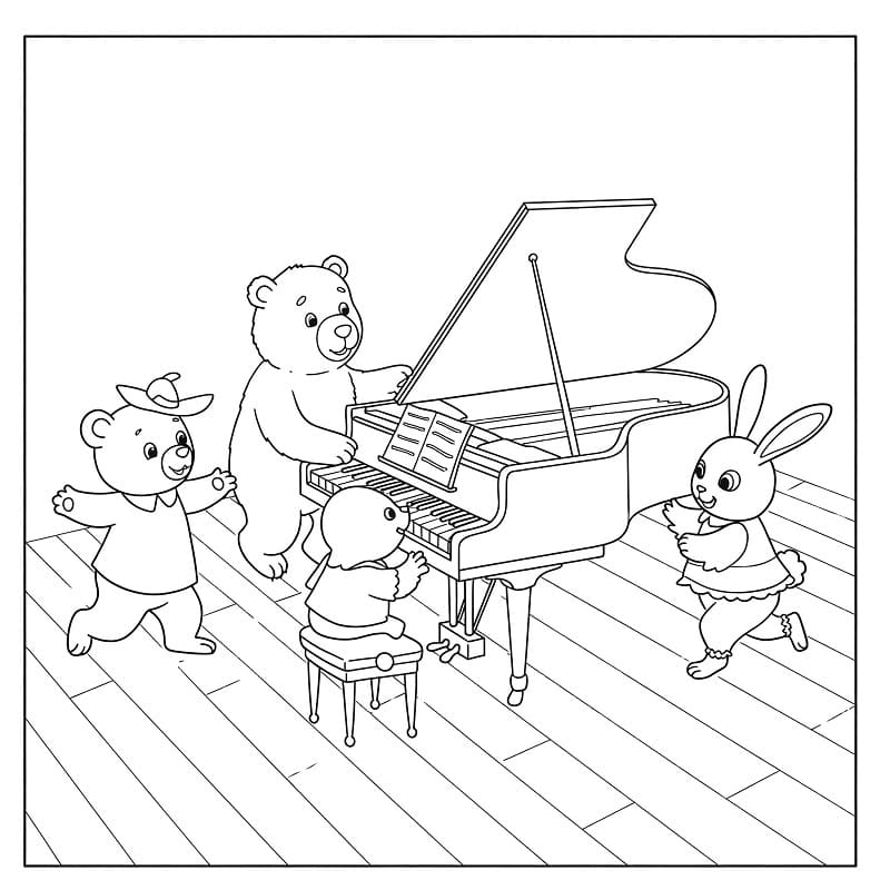 Fise de colorat cu Imagine pian gratis