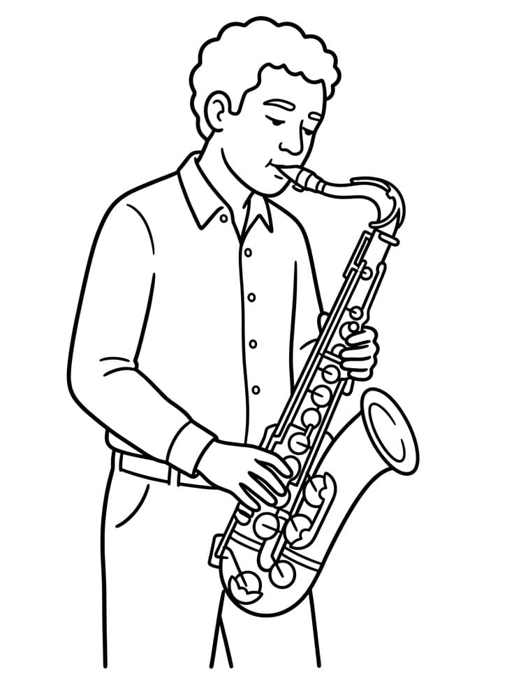 Fise de colorat cu Interpret la saxofon