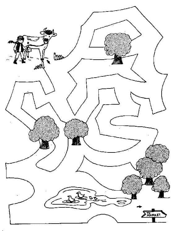 Fise de colorat cu Labirint frumos