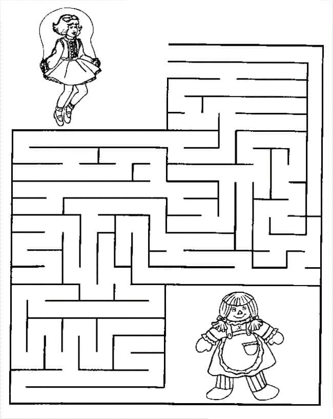 Fise de colorat cu Labirint pentru copii de 2 ani