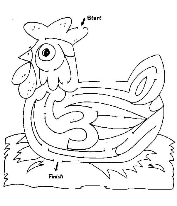 Fise de colorat cu Labirint pentru copii de 3 ani