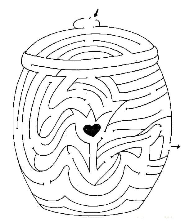 Fise de colorat cu Labirint pentru copii de 4 ani