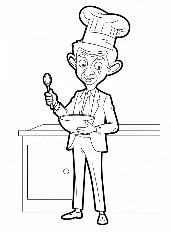 Fise de colorat cu Mr Bean amuzant