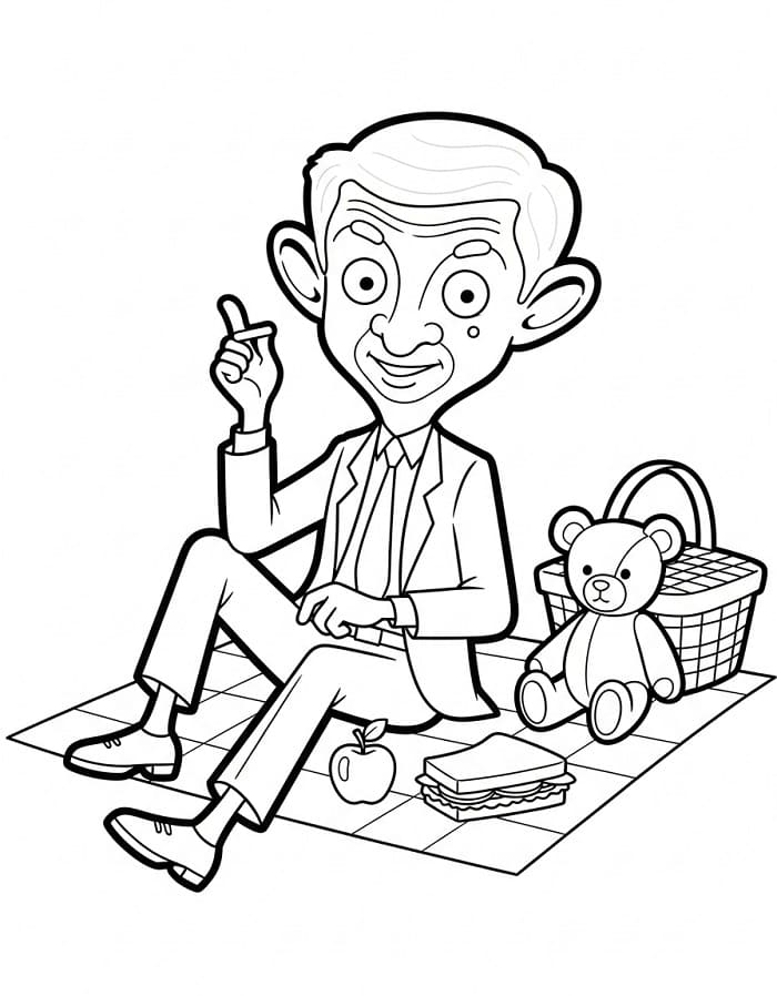 Fise de colorat cu Mr Bean desen animat