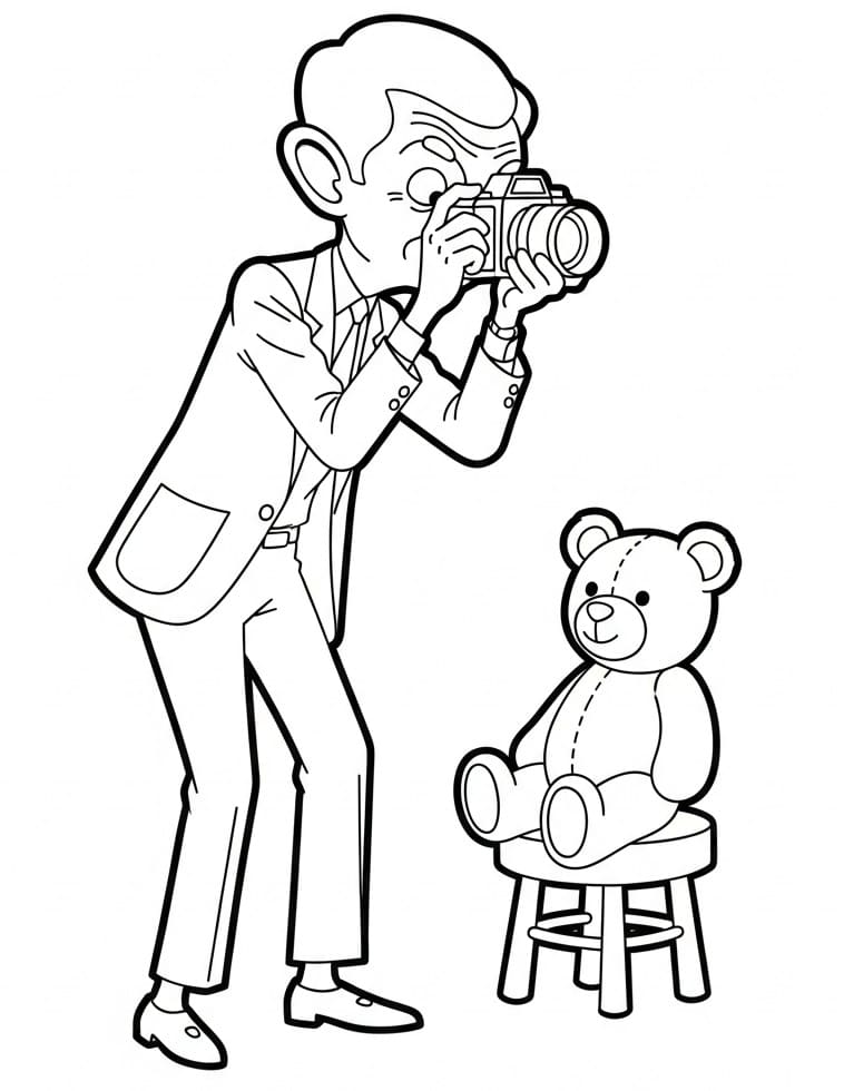 Fise de colorat cu Mr Bean drăguț