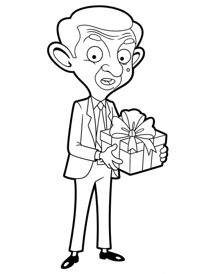 Fise de colorat cu Mr Bean fericit