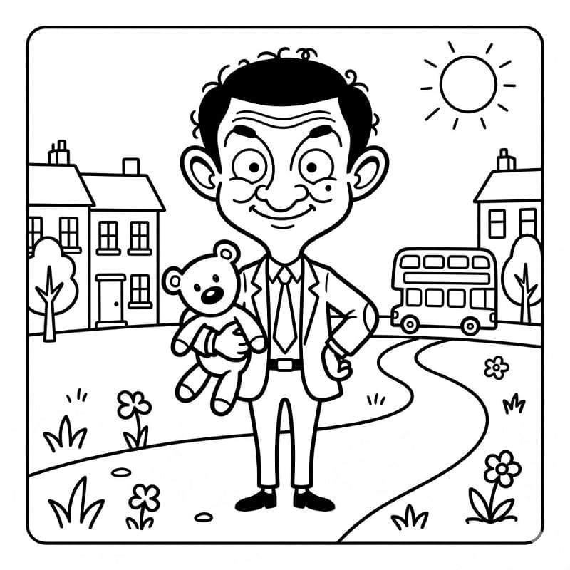 Fise de colorat cu Mr Bean gratuit pentru copii