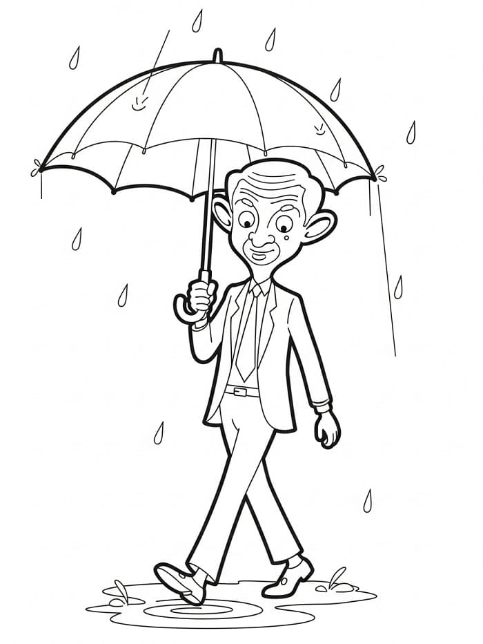 Fise de colorat cu Mr Bean prietenos