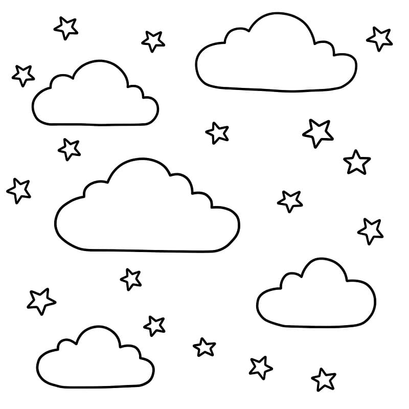 Fise de colorat cu Nori pe cer