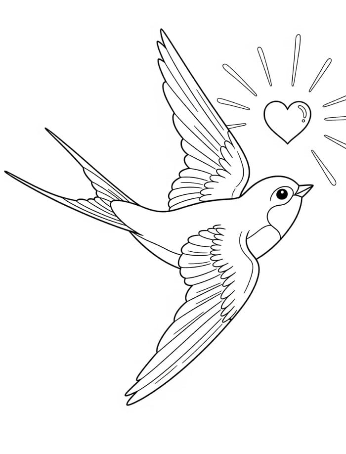 Fise de colorat cu O pasăre rândunică