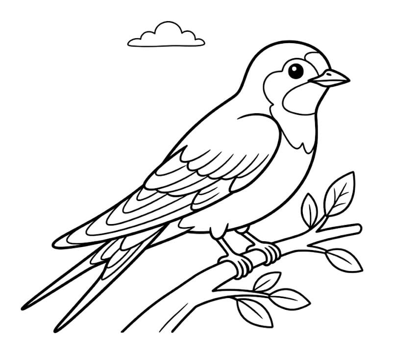 Fise de colorat cu O rândunică