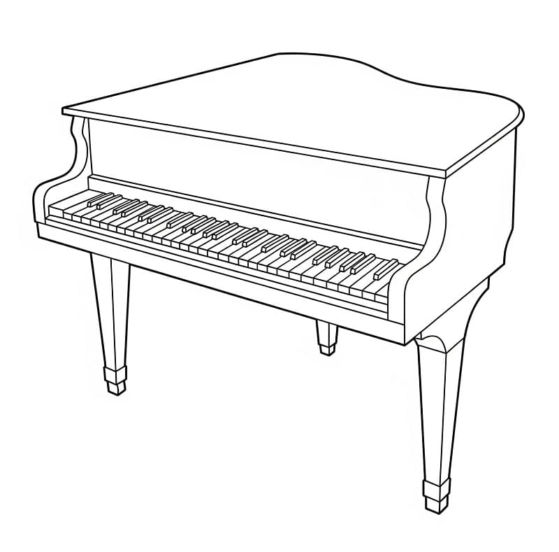 Fise de colorat cu Pian ca instrument muzical