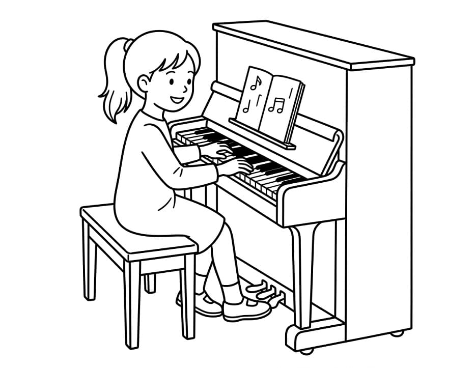 Fise de colorat cu Pian de bază