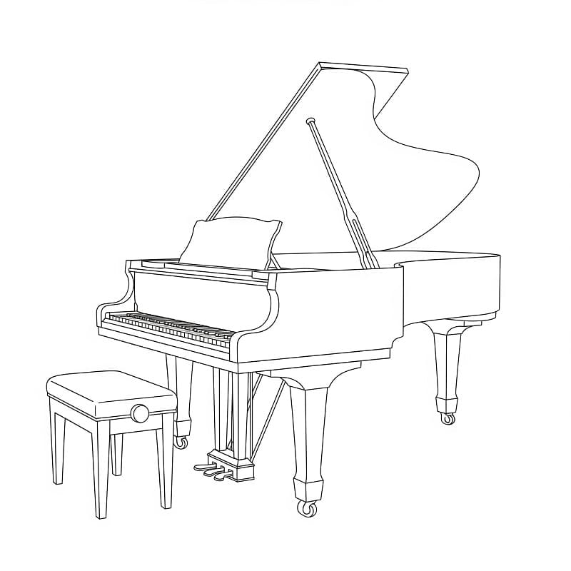 Fise de colorat cu Pian de tipărit gratuit