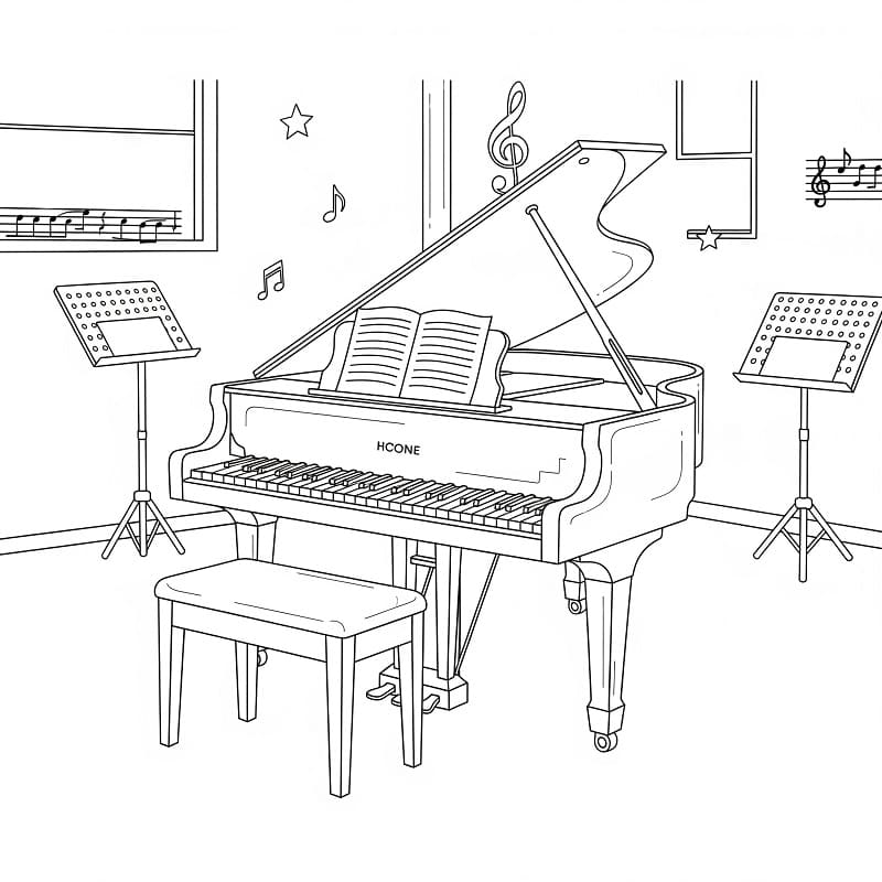 Fise de colorat cu Pian fără cost