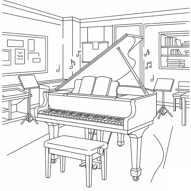 Fise de colorat cu Pian gratis