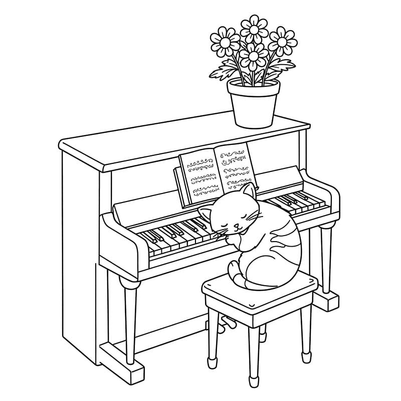 Fise de colorat cu Pian imprimabil fără cost