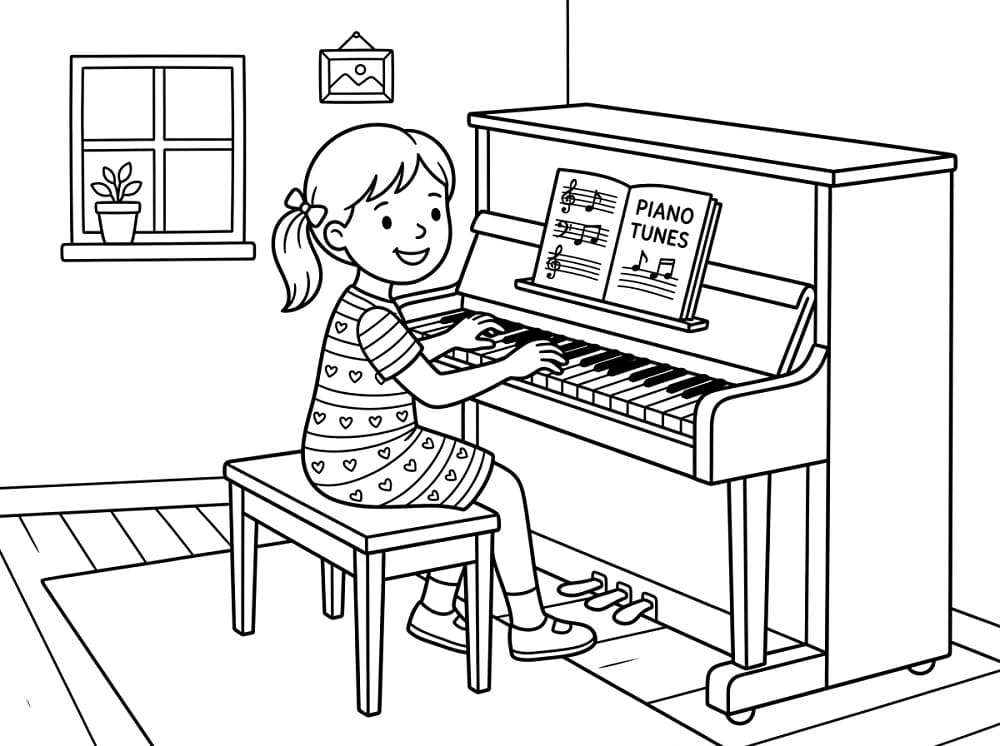 Fise de colorat cu Pian perfect