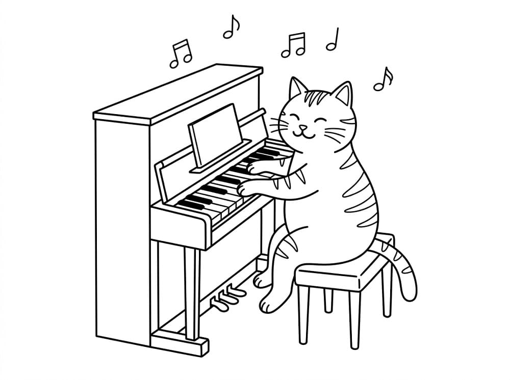 Fise de colorat cu Pian plăcut