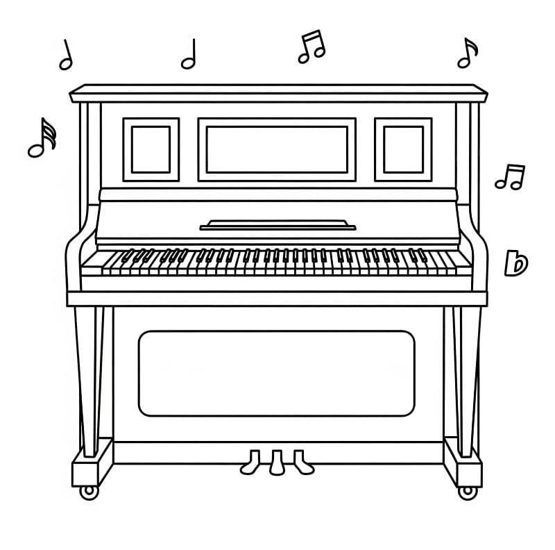 Fise de colorat cu Pian simplu