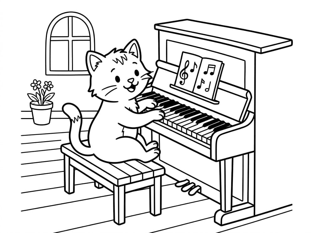 Fise de colorat cu Pian ușor