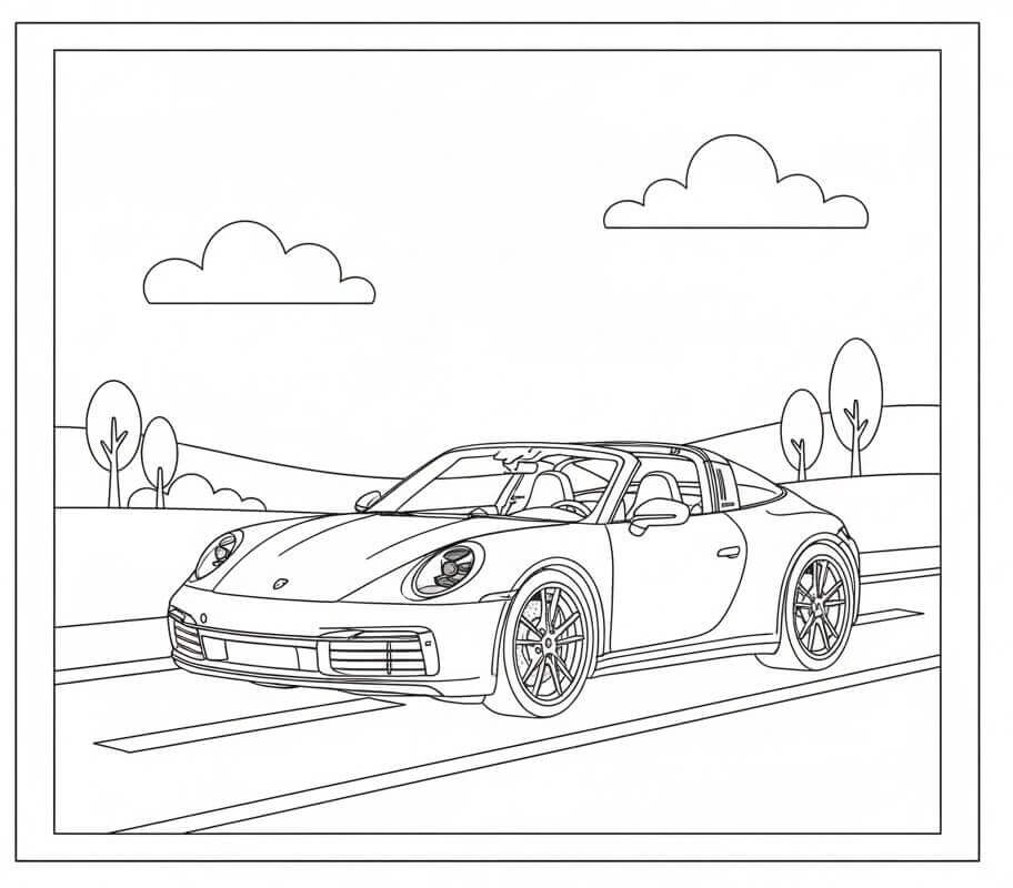 Fise de colorat cu Porsche de colorat p06