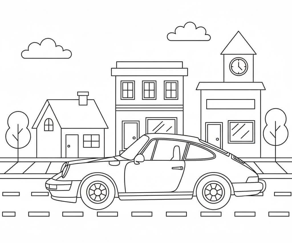 Fise de colorat cu Porsche de colorat p07