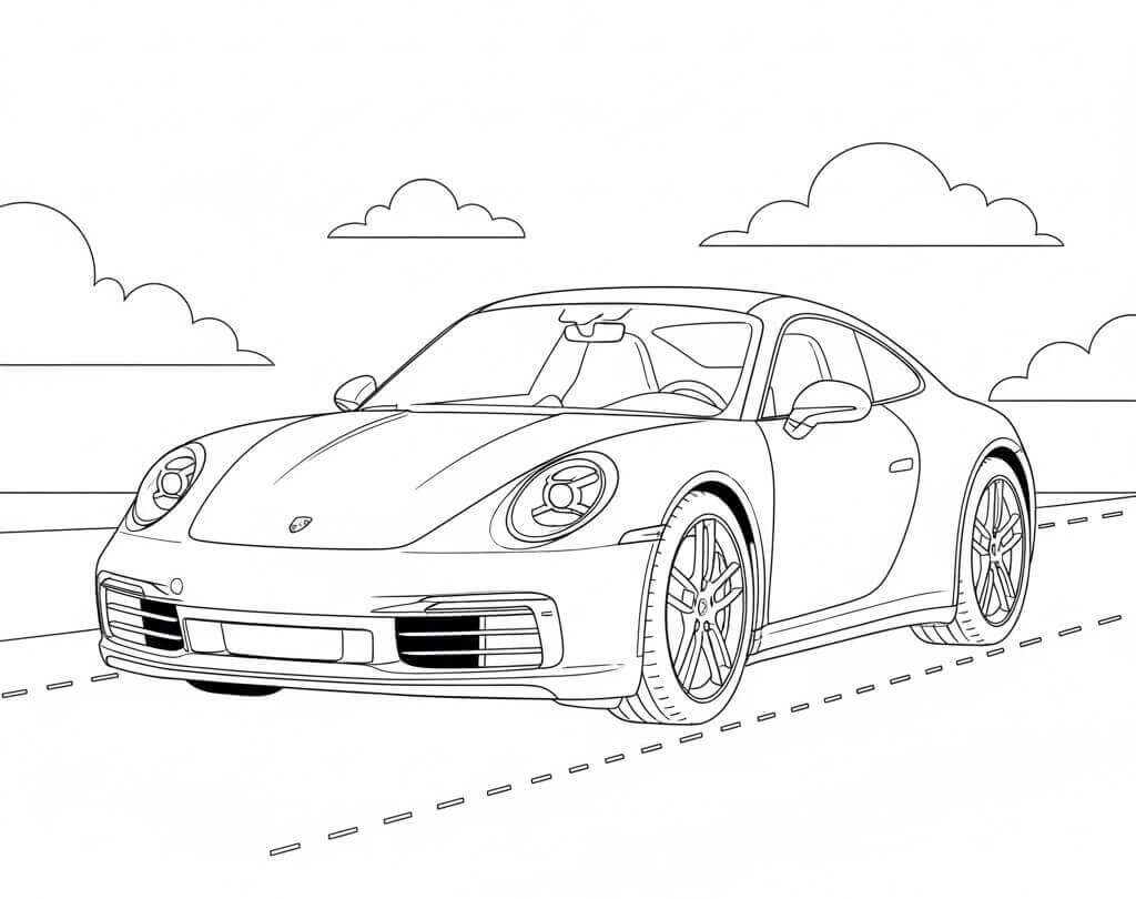 Fise de colorat cu Porsche de colorat p17