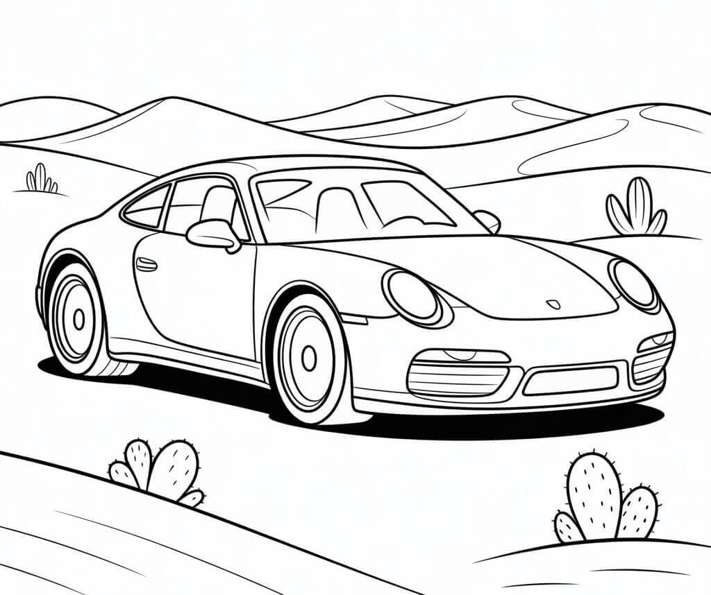 Fise de colorat cu Porsche de colorat p24