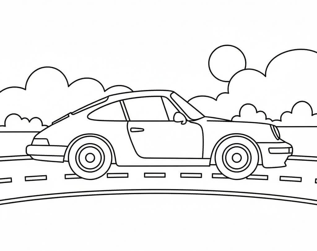 Fise de colorat cu Porsche de colorat p27