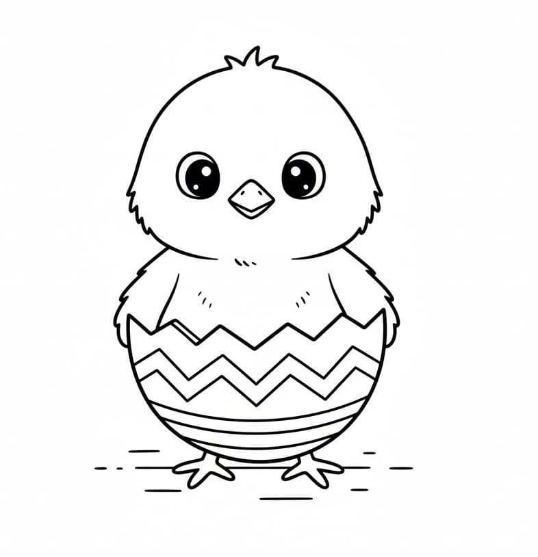 Fise de colorat cu Pui de Paște adorabil