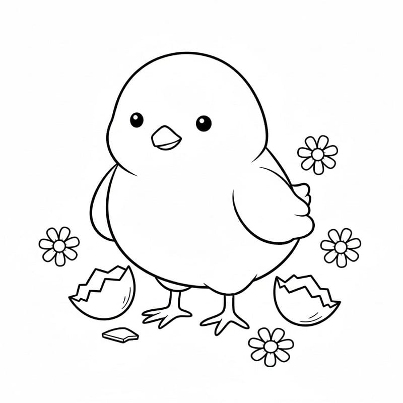 Fise de colorat cu Pui de Paște bebeluș