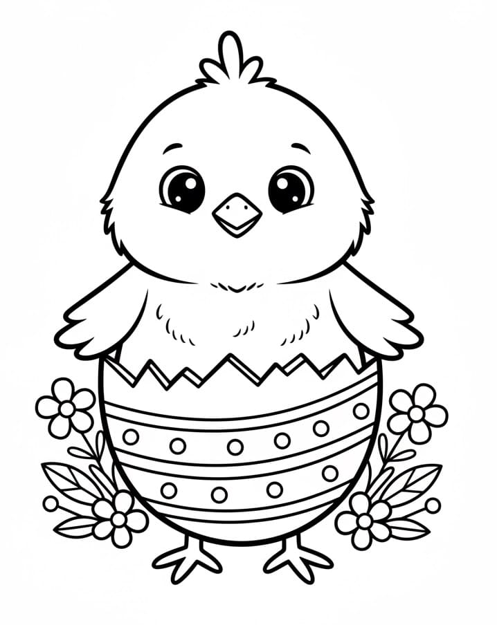 Fise de colorat cu Pui de Paște desen animat