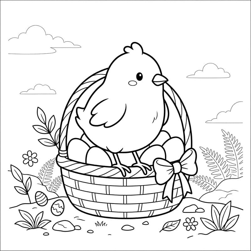 Fise de colorat cu Pui de Paște drăguț