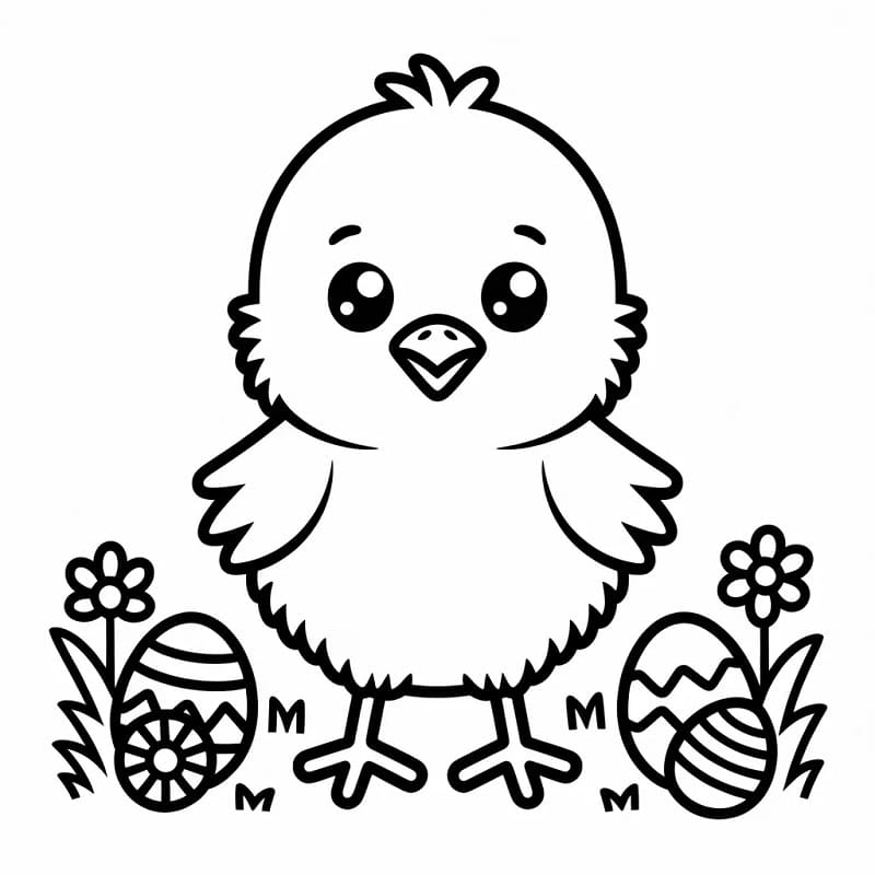 Fise de colorat cu Pui de Paște foarte drăguț