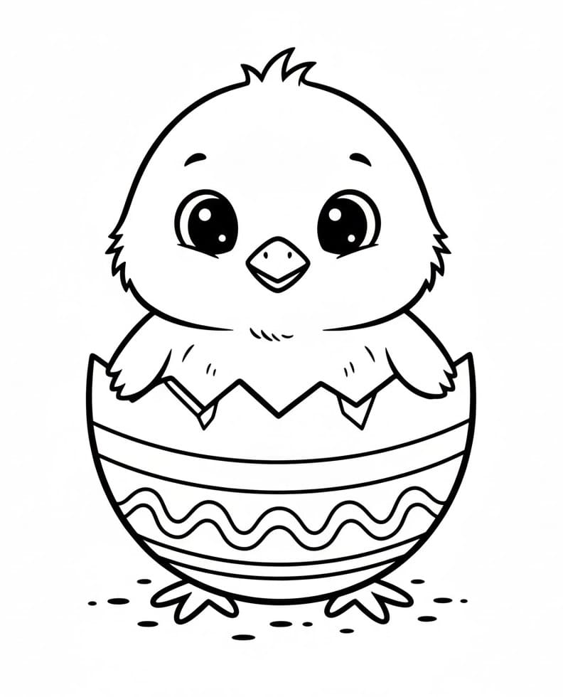 Fise de colorat cu Pui de Paște frumos