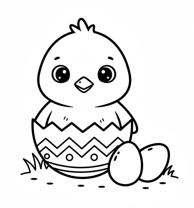 Fise de colorat cu Pui de Paște gratuit
