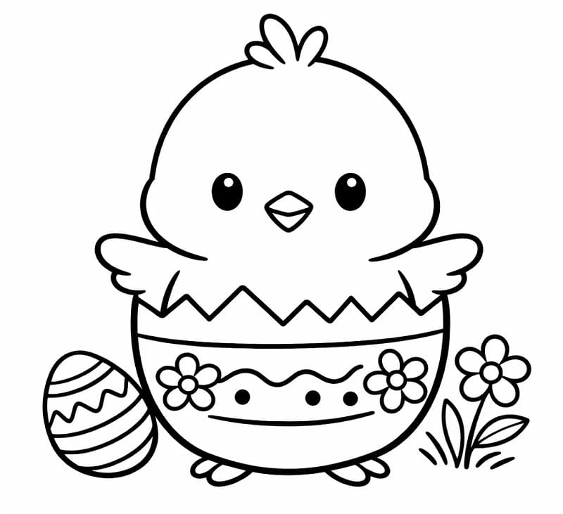 Planse de colorat cu Pui de Paște