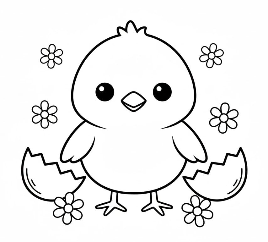 Fise de colorat cu Pui de Paște încântător