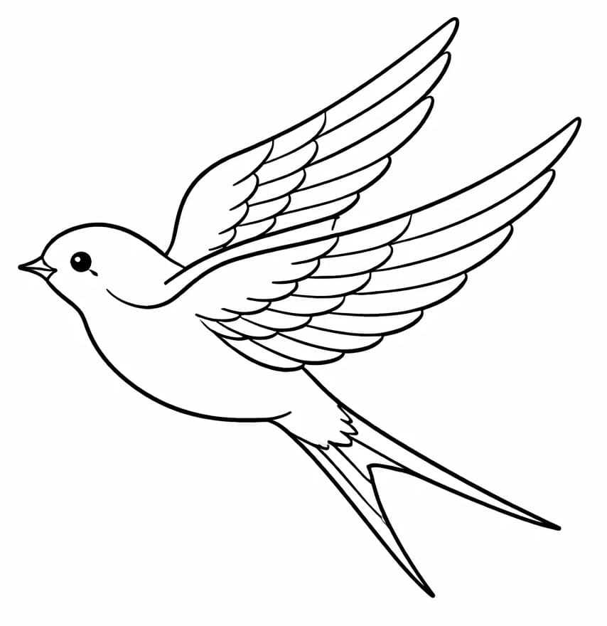 Fise de colorat cu Rândunică adorabilă