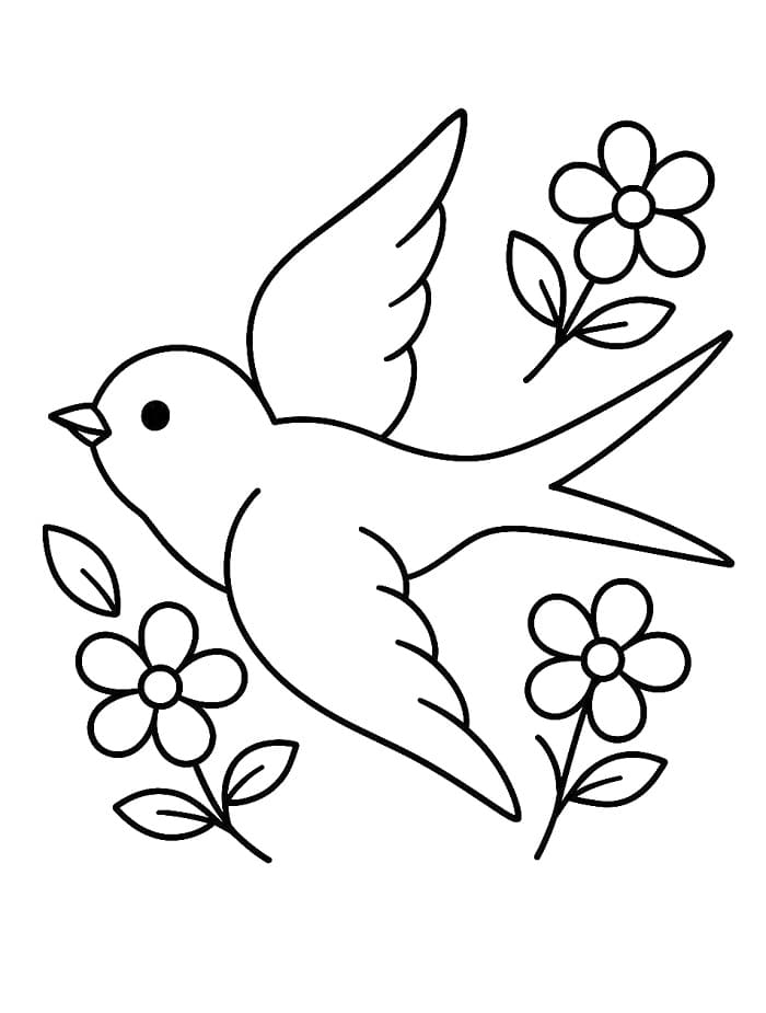 Fise de colorat cu Rândunică de imprimat