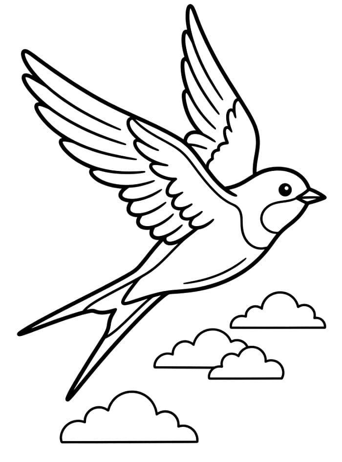 Fise de colorat cu Rândunică drăguță