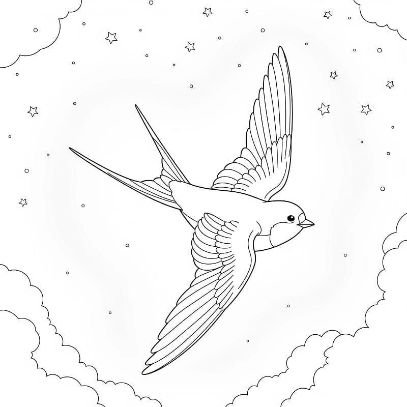 Fise de colorat cu Rândunică gratuită