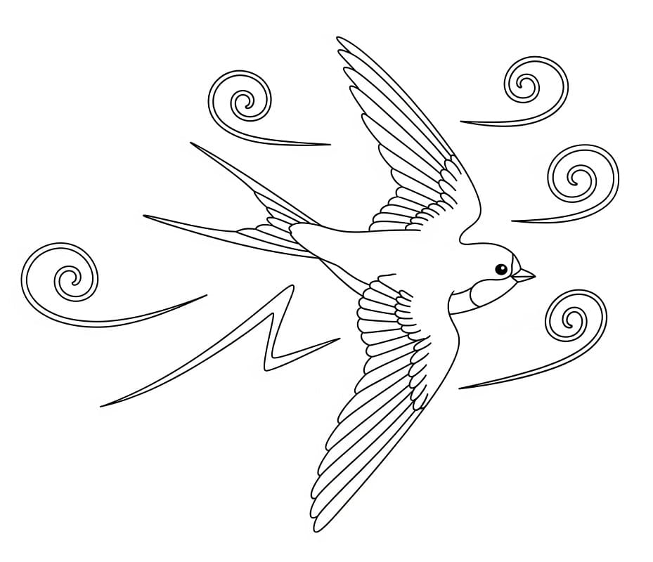 Fise de colorat cu Rândunică imprimabilă gratis