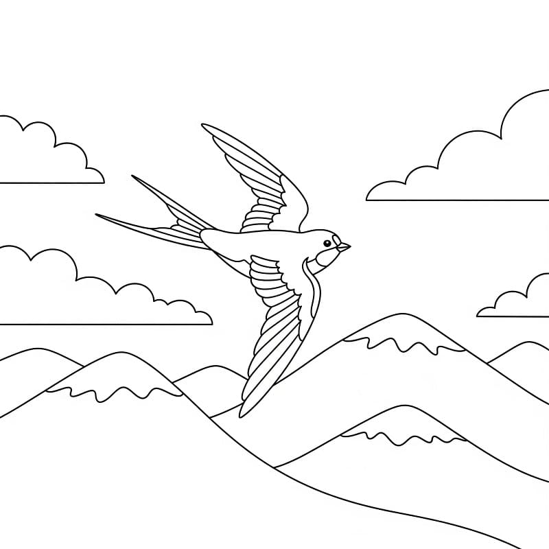 Fise de colorat cu Rândunică imprimabilă gratuit