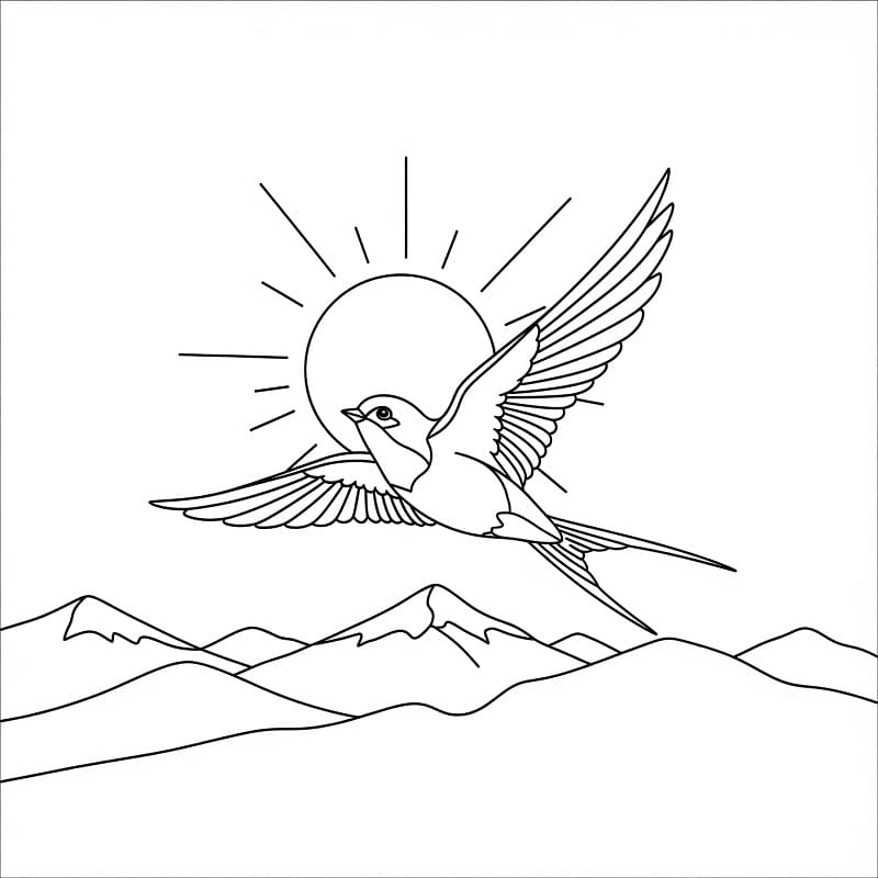Fise de colorat cu Rândunică imprimabilă