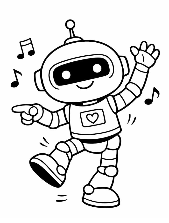 Fise de colorat cu Robot drăguț