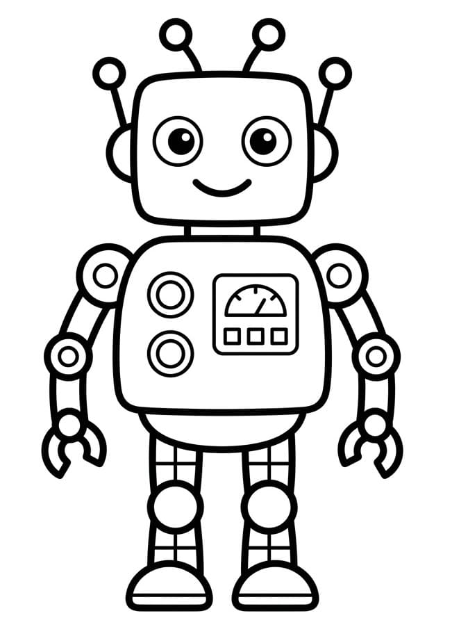Fise de colorat cu Robot foarte drăguț