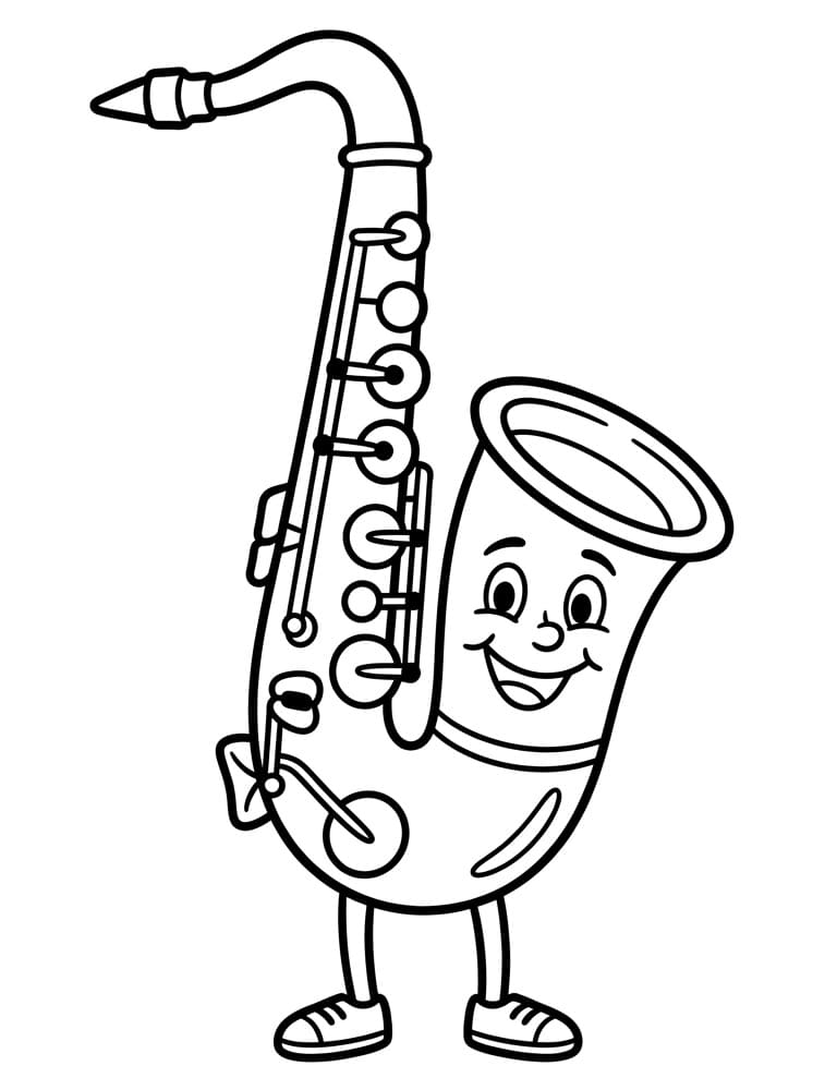 Fise de colorat cu Saxofon desen animat